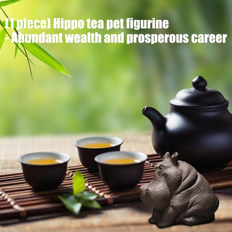 Elegant Zisha Teaware Accent Natural Mineral Clay Teas Companion Handmade Clay Hippos Figurine Ornament