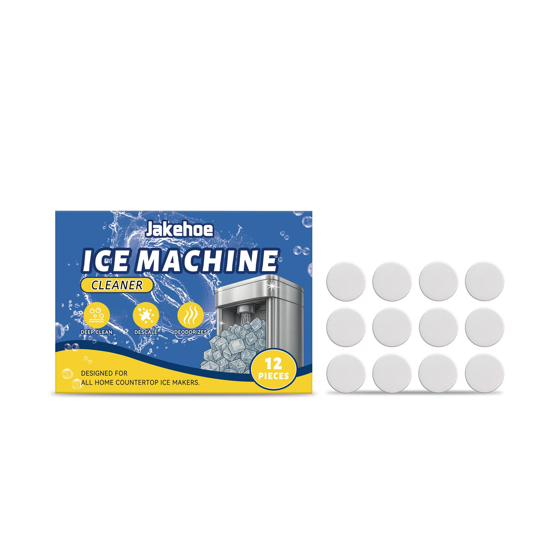 JAKEHOE Ice Maker Cleaning Tablets: Gentle Maintenance for Limescale and Stain Removal 12 Pieces