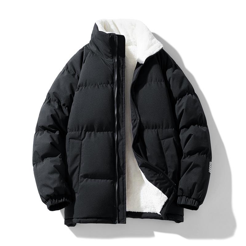 Korean Style Unisex Winter Cotton Coat with Plus Velvet - Loose, Casual, Trendy Couples' Jacket