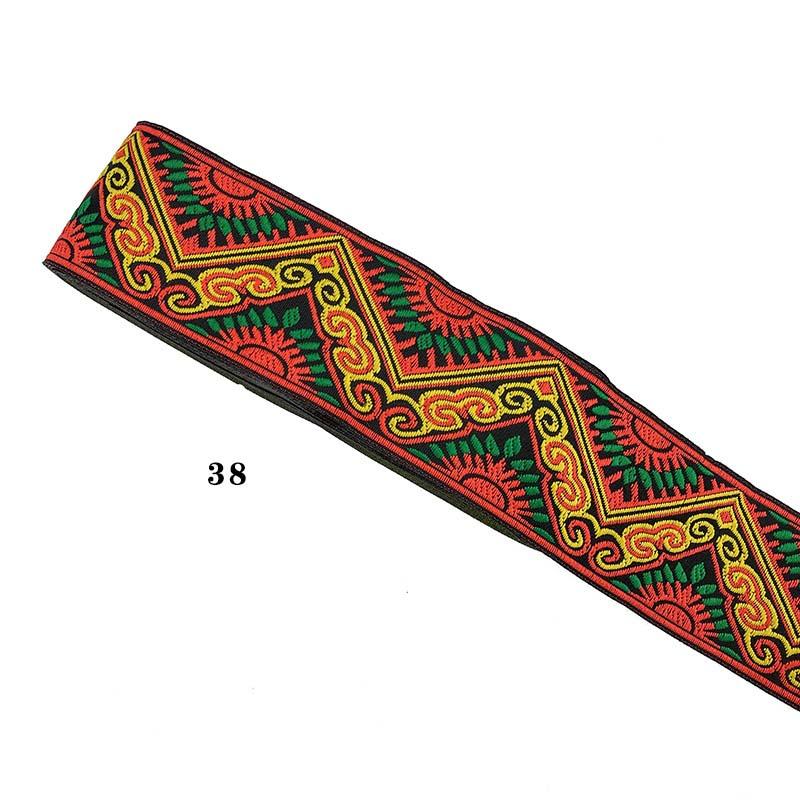 Cinta de Pasamanería Bordada Jacquard de Encaje Étnico para Adorno de Borde de Cuello de Vestimenta de Ropa Nacional Tradicional de Bricolaje de 5 cm