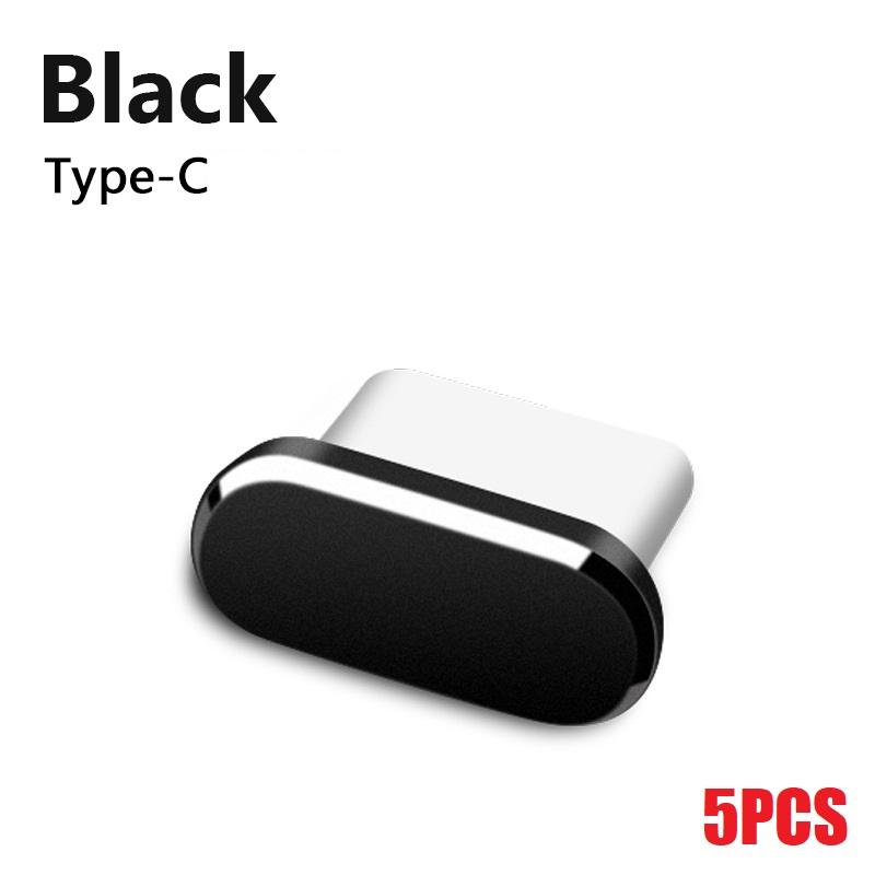 

5 шт. силиконовые пылезащитные заглушки типа C для порта зарядки Защитная крышка для iPhone 15 Pro Max 15 Plus Samsung Xiaomi Anti-Dust Plu чёрный