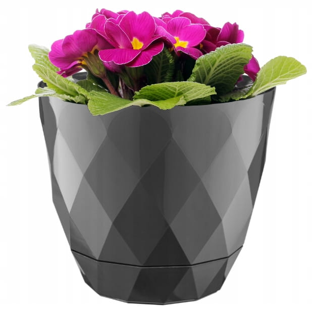 Anthracite plastic cover 15x175cm flowerpot with saucer