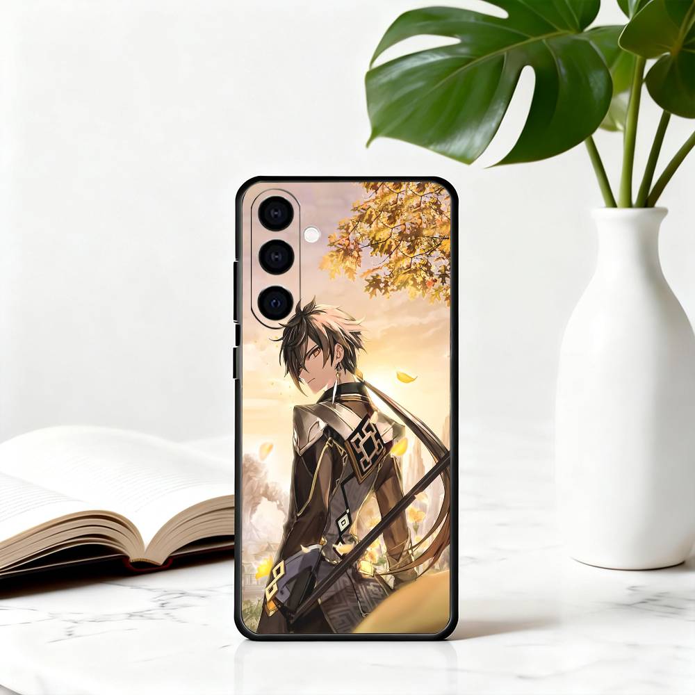 

G-Genshin Z-Zhongli-GIZ I-Impact Phone Case For Samsung Galaxy A73,A72,A71,A70,A53,A52,A51,Soft Silicone Black Cover Samsung a70