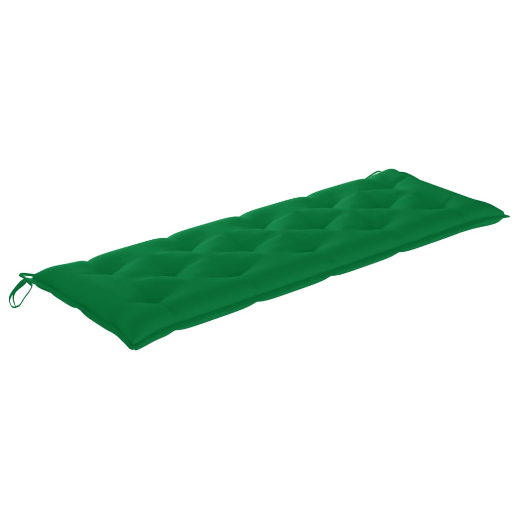 Vidaxl Ławka Batavia Z Zielona Poduszką, 150 Cm, Lite Drewno Tekowe