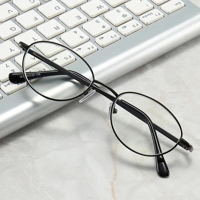 Retro Small Oval Anti-blue Light Computer Reading Glasses Women Man Metal Full Frame Glasses Diopter +1.0 To +4.0