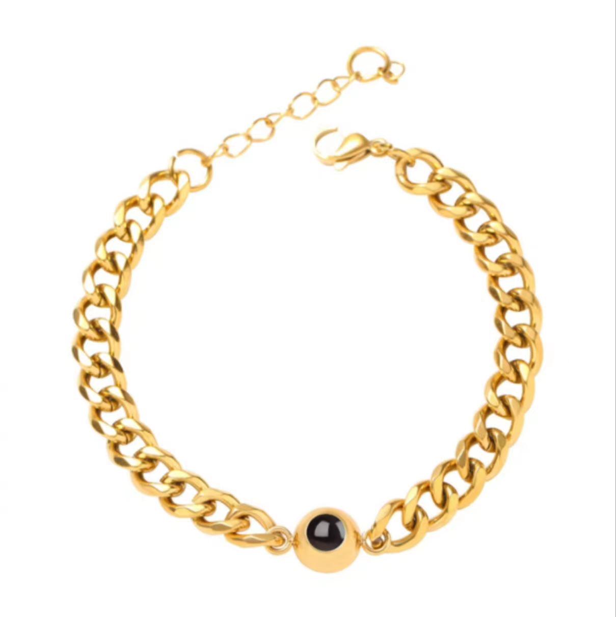 

Парные браслеты из титановой стали на заказ: Я люблю тебя на 100 языках с фотопроекцией