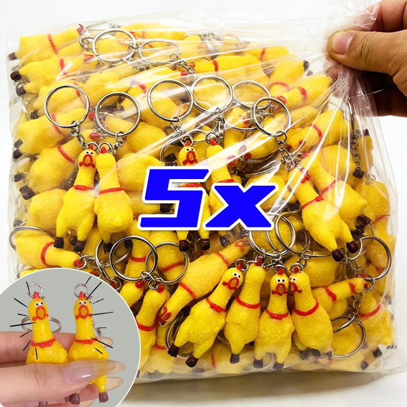 Mini Rubber Squeeze Screaming Chicken Toy Pendant Keychain Yellow Shrilling Chicken Voice Keyring Creative Gift for Kids Friends