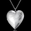 Collana con Ciondolo Medaglione a Cuore Inciso Placcato Argento con Portafoto per Donna