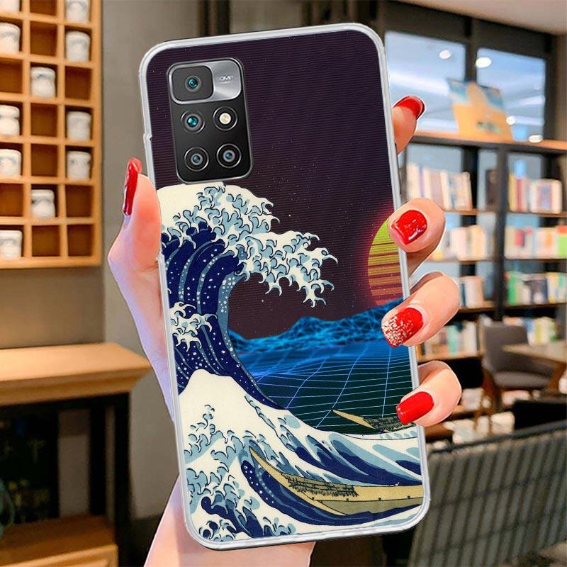 Japanese Style Wave Art Cover Phone Case For Xiaomi Poco F7 Ultra X7 X6 X5 Pro M7 Redmi 15C 15 13C 13 12C 12 10C 10 9A 9C 9T 9 S