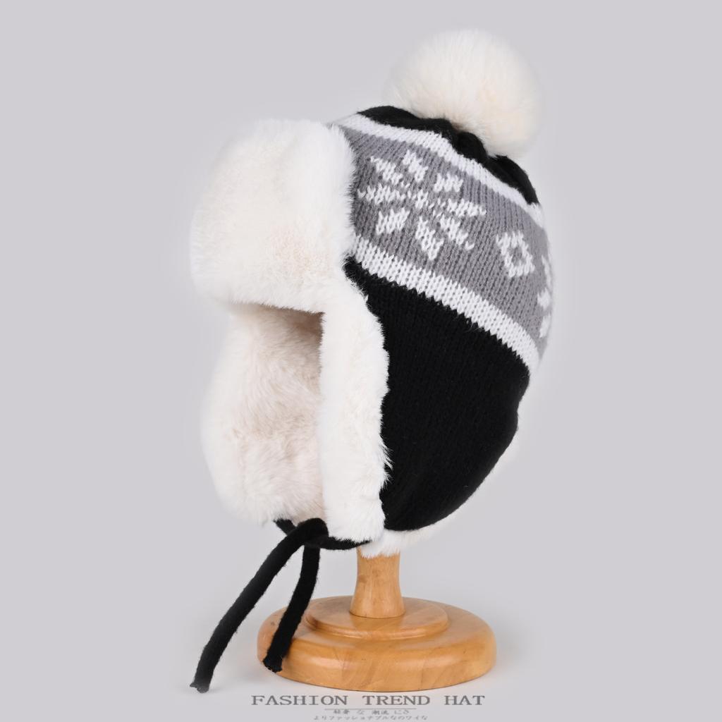 Fair Island Plush Knitted Hat Women's Autumn and Winter Warm Ear Protection Hat Cute Thickened Cold Wool Hat