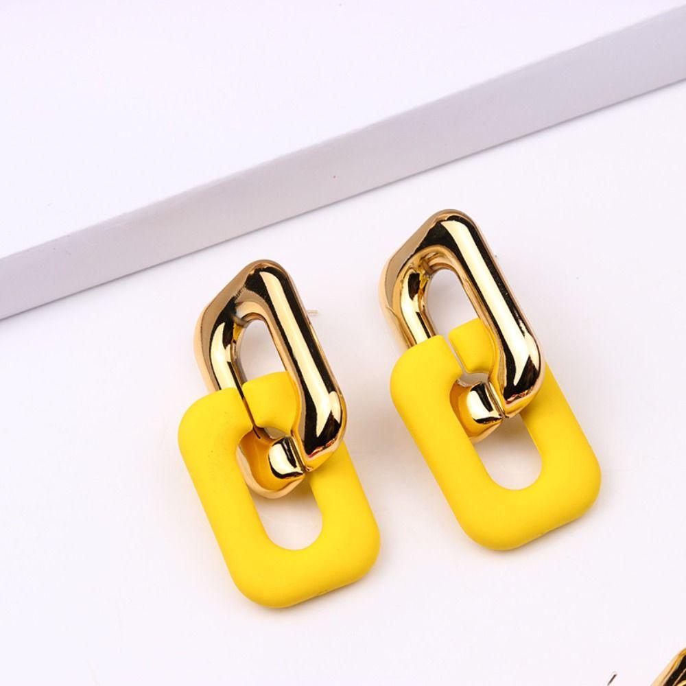 Acrylic Link Chain Earrings Light Weight Square Drop Earrings Fashion Jewelry Colorful Earring