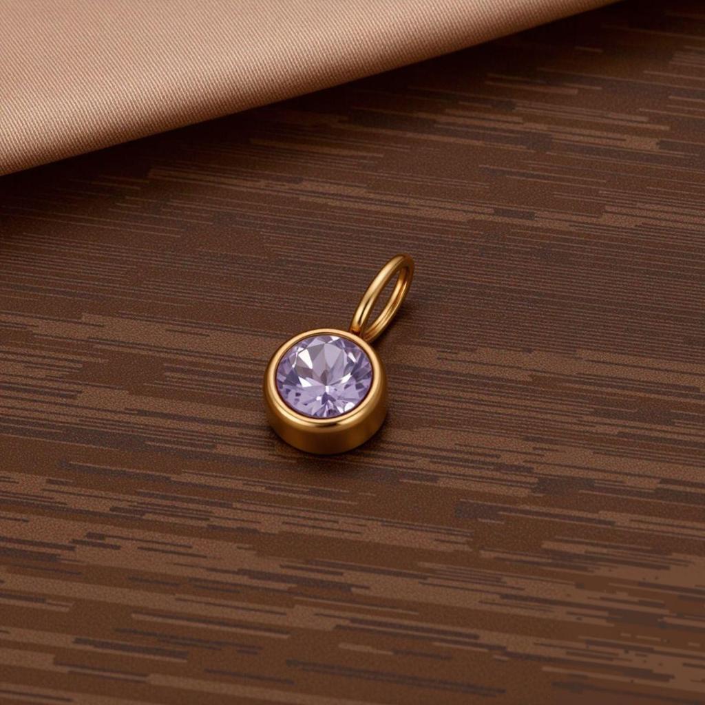 Polished Stainless Steel Birthstone Pendant with Vacuum Electroplating and Retro Design