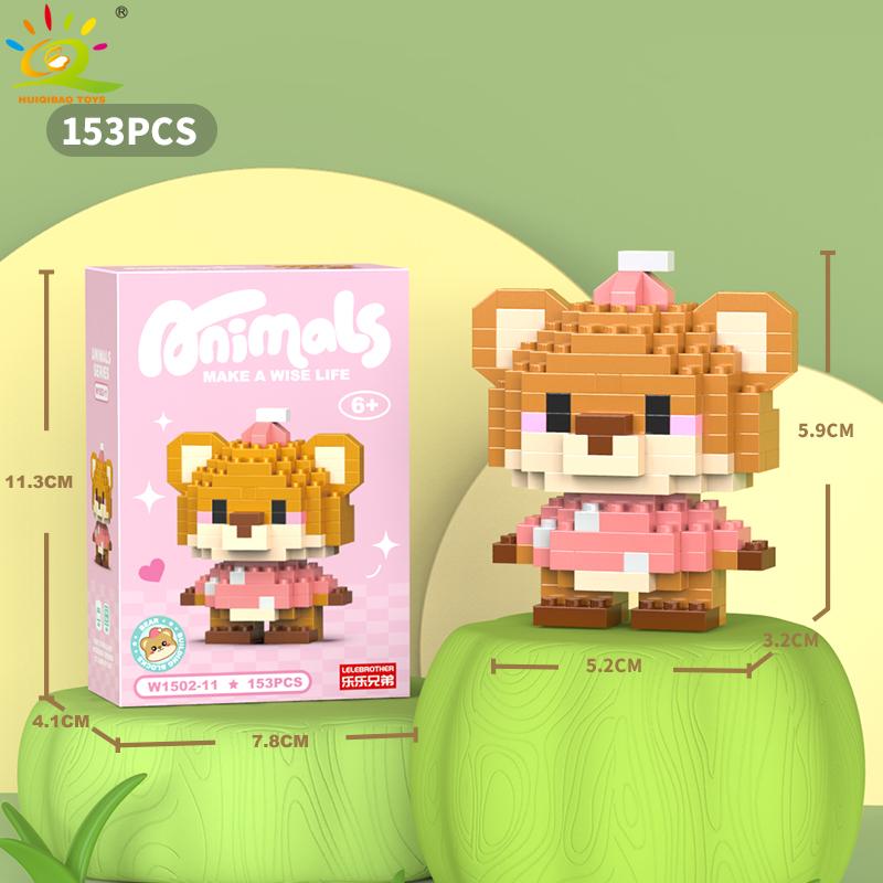 HUIQIBAO Mini Drăguț Anima Micro Blocuri de Construcție 3D Model Diamant LION Cărămizi DIY Jucării de Construcție Oraș pentru Copii Cadou