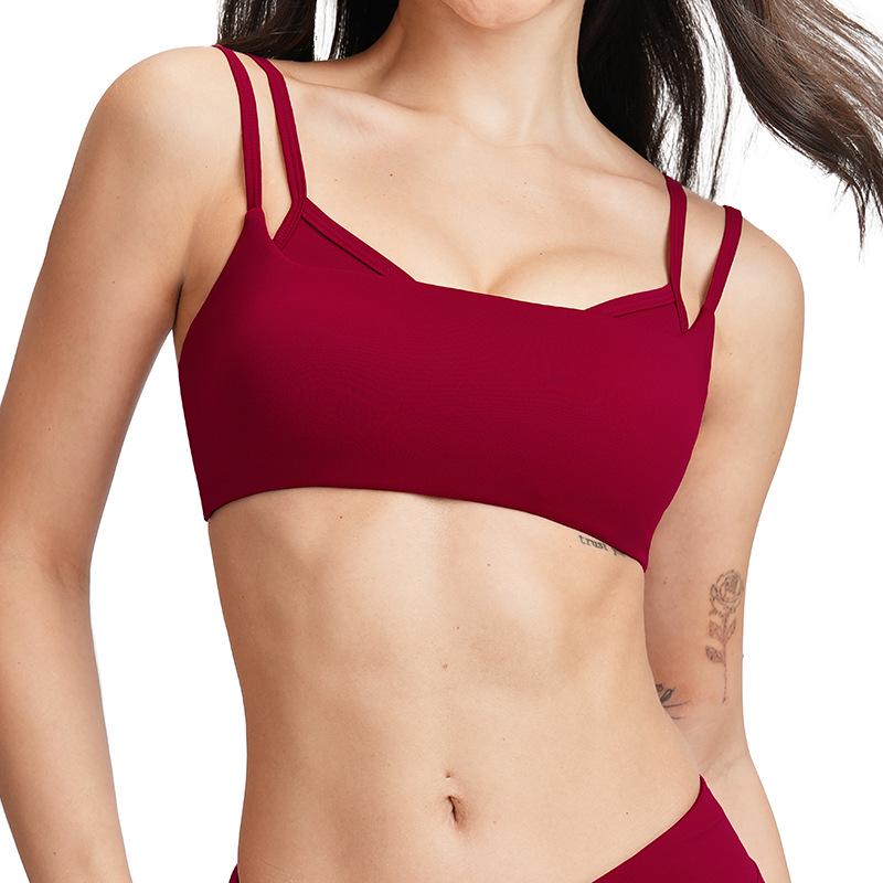 

Cross-Back Sheer Double Strap Yoga Tank with Chest Pads - Thin Strap Sports Bra Fitness Top, Beautiful Back Style, 5079. Small