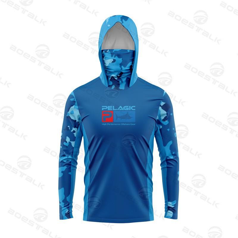 PELAGIC Langarm-Masken-Fischerkleidung Sonnenschutz Eis-Seiden-Gefühl Luya Atmungsaktiv Lässig Sport T-Shirt