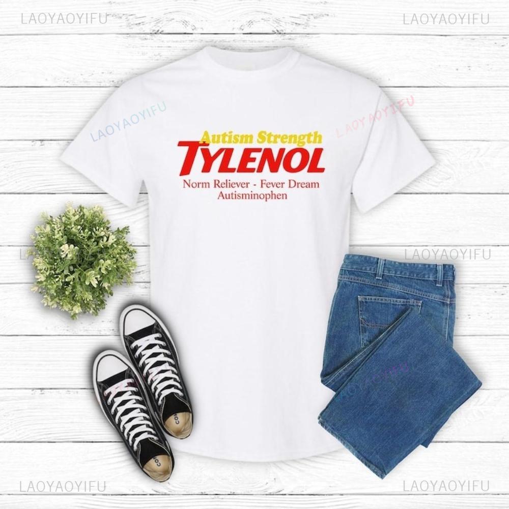 

Austism Strength Tylenol Tshirt Attention Autism Streetwear Apparel Unisex Women Cool Creative Design Tshirt Fashion Casual Tee S