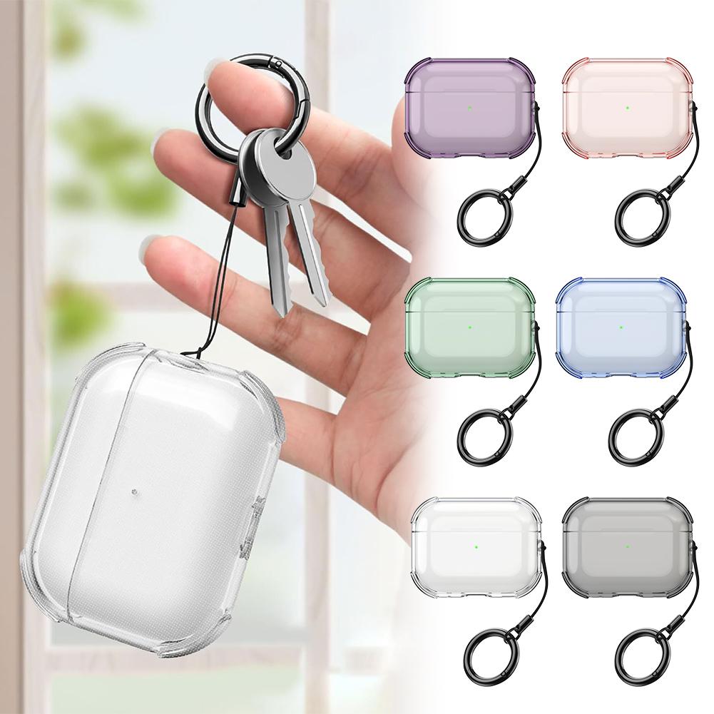 Transparent Earphone Case for AirPods Pro 3 TPU Shockproof Anti-drop Protective Case Cover with Lanyard Keychain