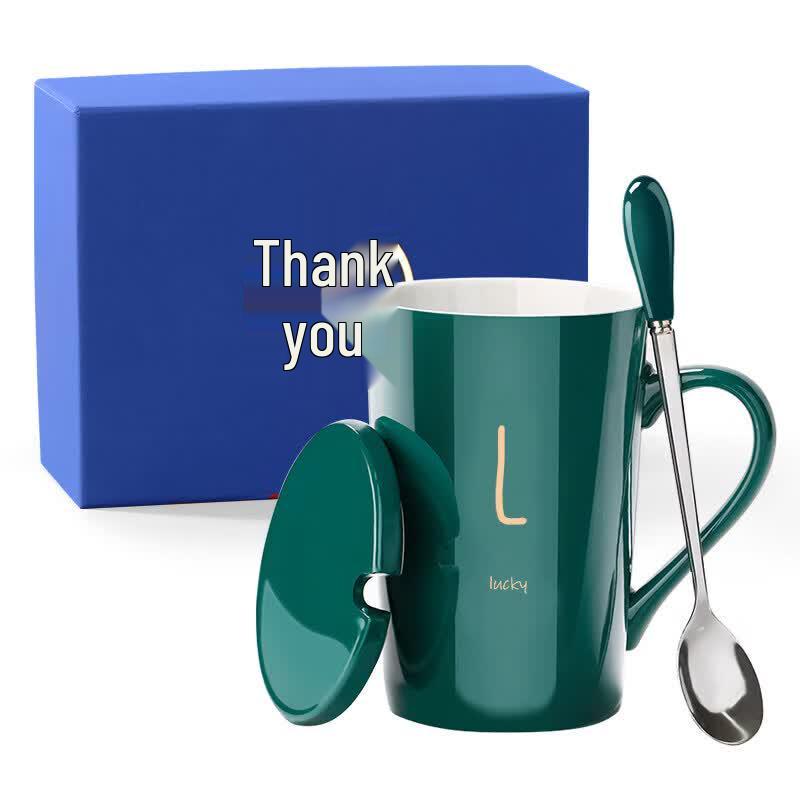 Ceramic Mug with Lid and Spoon