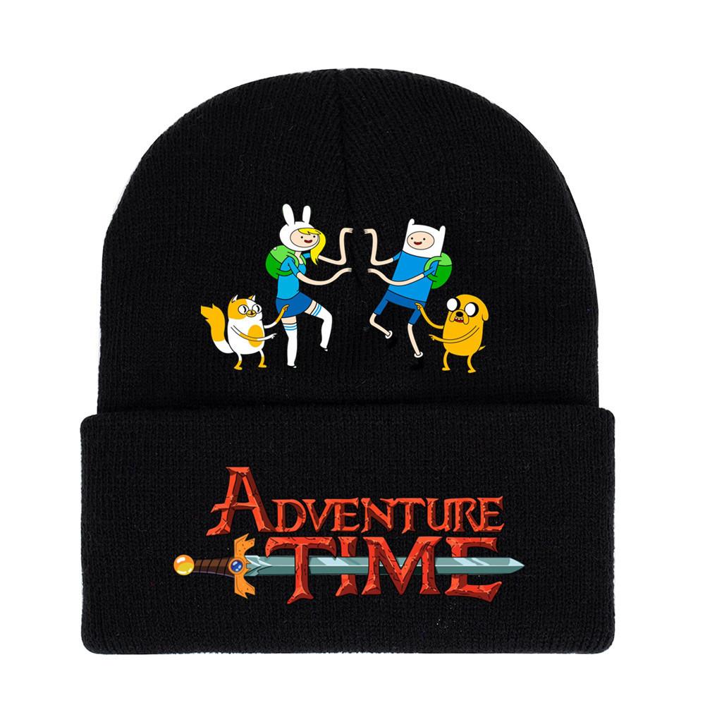 Adventure Time Cartoon Print Acrylic Knit Hat Winter Warm Unisex Beanie For Adults Teens