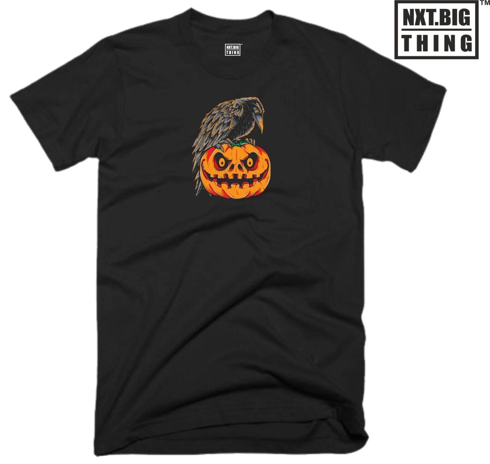 

Crow Pumpkin T Shirt Halloween Ghost Witch Trick or Treat Scary Horror Gift Top L