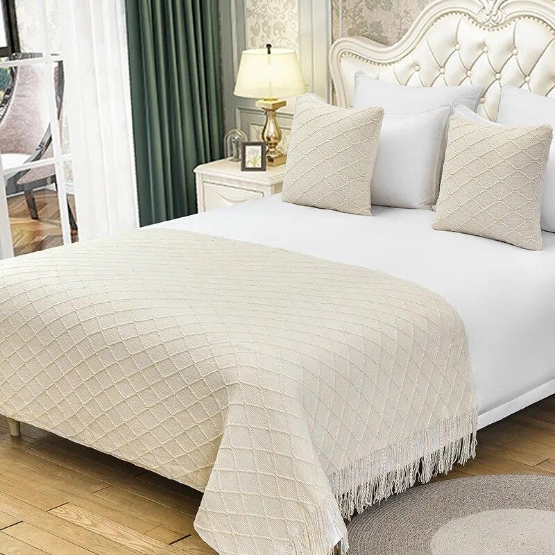 Bed End Scarf B&B Apartment Decoration Knitted Sofa with Scarf Hotel Bed Cover Bed End Blanket Hotel Bed Flag