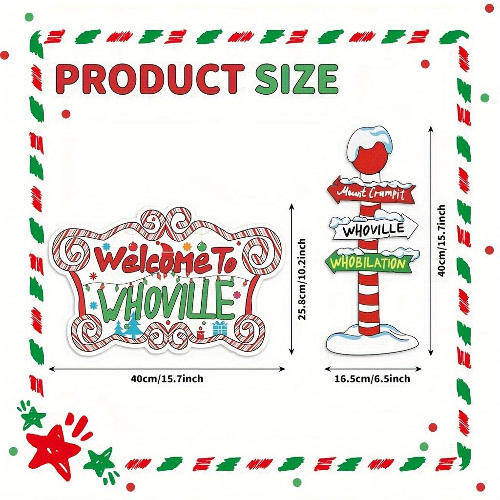Merry Christmas Decorations, Welcome To Whovilve Yard Signs Stakes,Christmas Lawn Garden Pathway Decorations for Home Decor Outd
