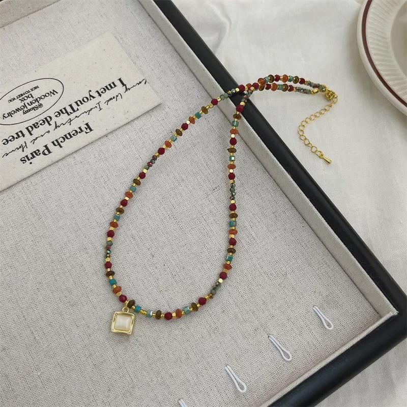 Exquisite Retro Crystal Cat's Eye Pendant Sweater Necklace – Autumn/Winter Maillard Series