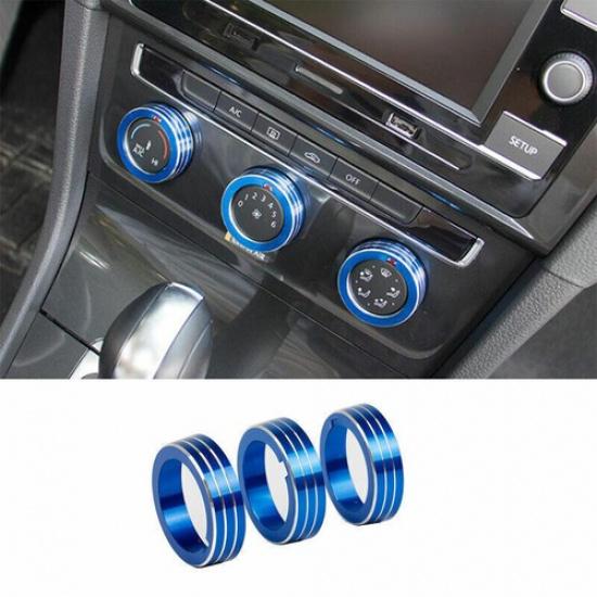 Blue Aluminum Console AC Switch Button Trim Fit For VW Golf MK7 MK7.5 2014-2019