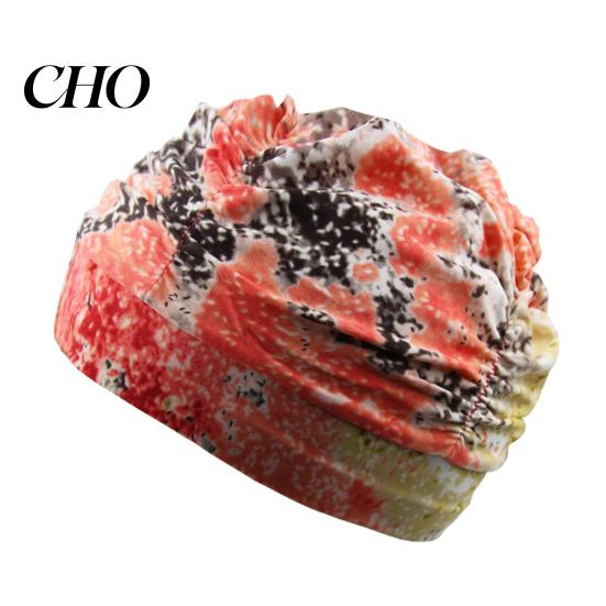 Soft Swim Cap Cloth Swimming Pool for Women, Breathable Colorful Ruffle Women Cap, Elastic Ear Protection Short Long Hair Bathing Hat Fashion Print