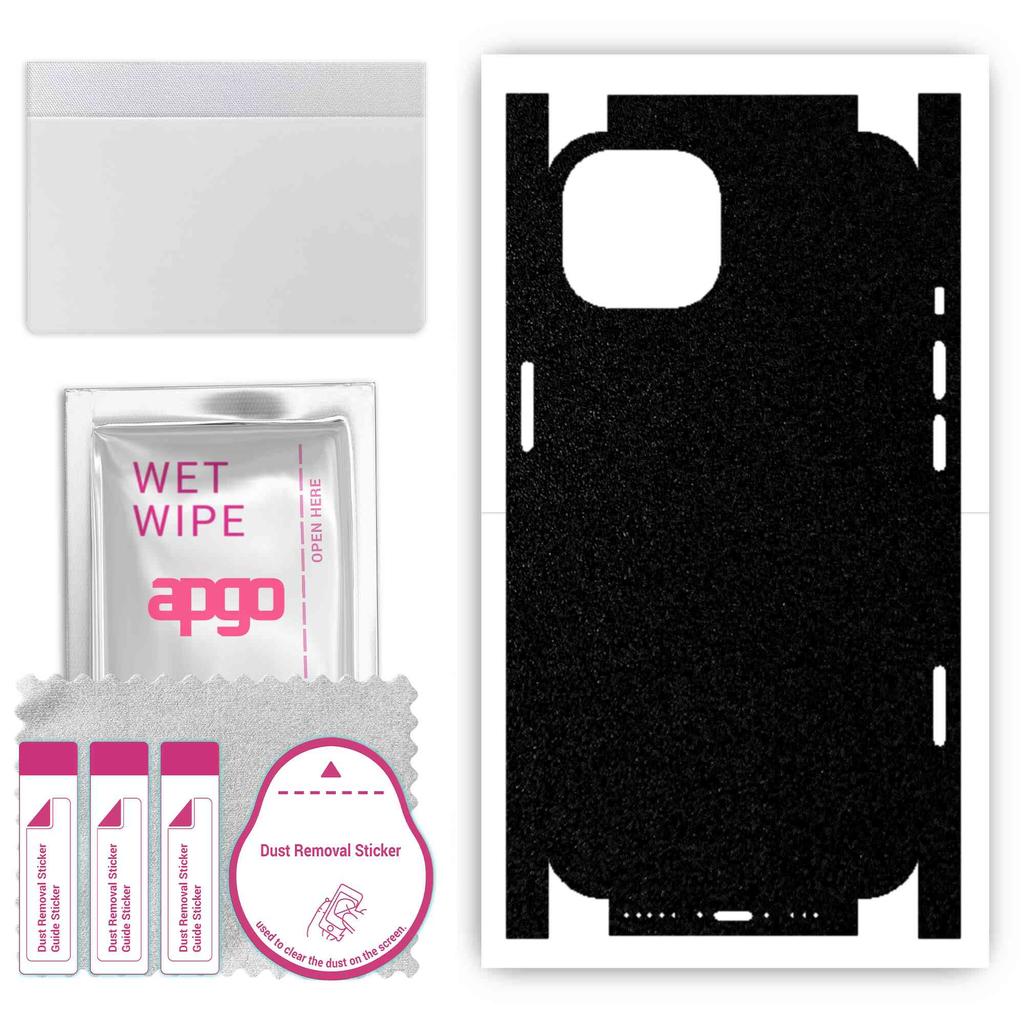 apgo Protective Skin Sticker for the Back+sides Compatible with Apple iPhone 13, Full Wrap Film, Foil, Vinyl - Pattern Matte Black