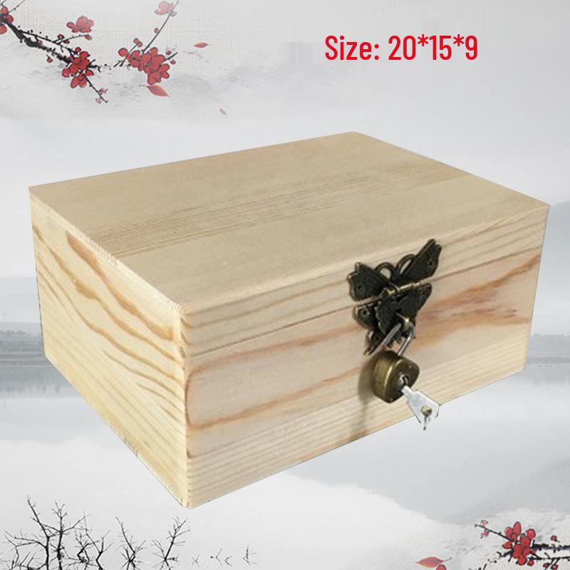 Vintage Solid Wood Rectangular Storage Box with Lid