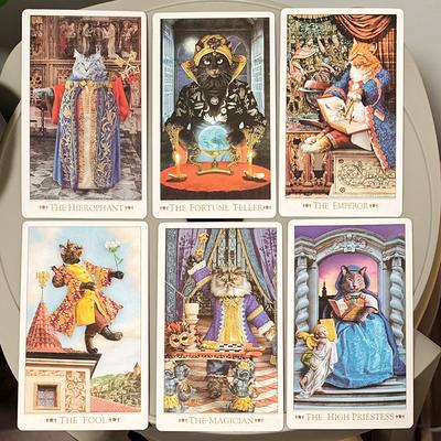The Baroque Bohemian Cats’ Tarot Deck, 79-Card Feline Fantasy Vintage Baroque Style Cat Tarot Double-embossed 12*7cm