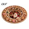 Christmas Party Supplies 3D Round Rug, Optical Illusion Area Santa Claus Deep Hole Floor Mat Prints, Non-slip Welcome Rug for Entrance Living
