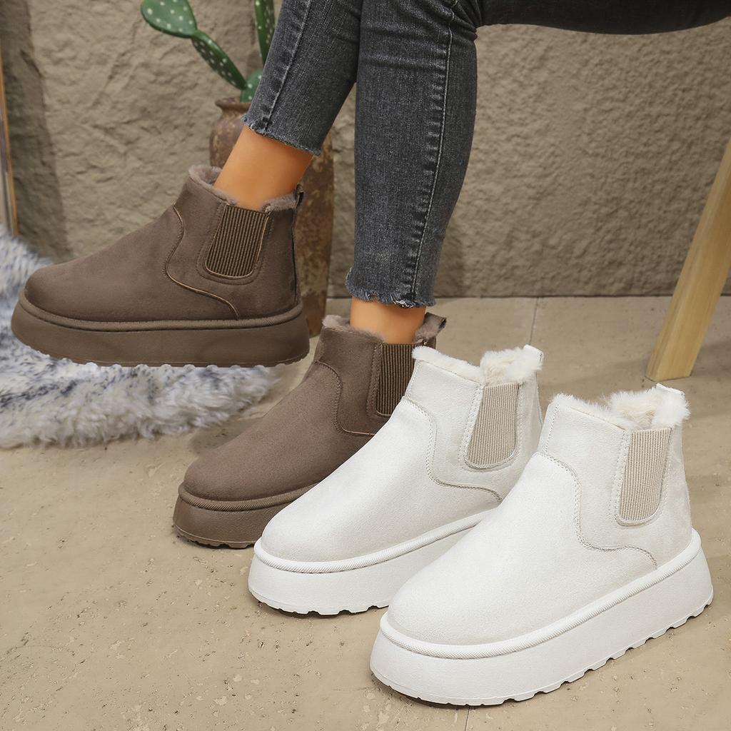 Fashion 2024 Women Trend Outdoor Slip On Winter Round Toe Shoes Comfortable Warm Water Proof Short Barrel Snow Boots Shoes for Women