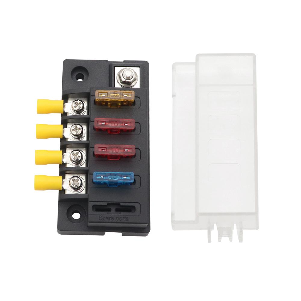 32V 4-Way Compact Fuse Box with Single Input and 4 Output For Car Marine Boat RV