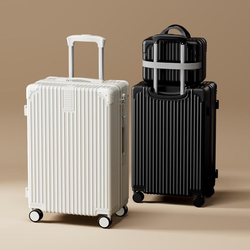 Durable Large-Capacity Leather Travel Suitcase with Universal Wheels and Password Lock
