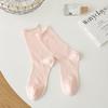 Women's Summer Style White Slouch Socks – Breathable Hollow Mesh Mary Janes, Seamless & Mid-Calf Length