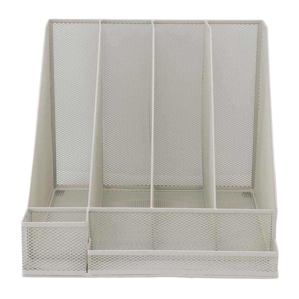 Desktop File Organizer Iron Mesh White Multi Layer Vertical File Folder Organizer for Study Office
