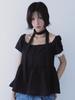 SETSETSET Dot Muffler Flared Blouse