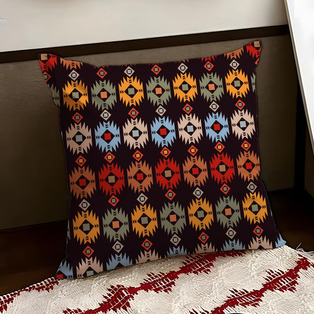 Native Fabric Pattern Cushion Cover Reversible Soft Durable Pillow Cover Home  Car MultiScene Use for Daily Comfort
