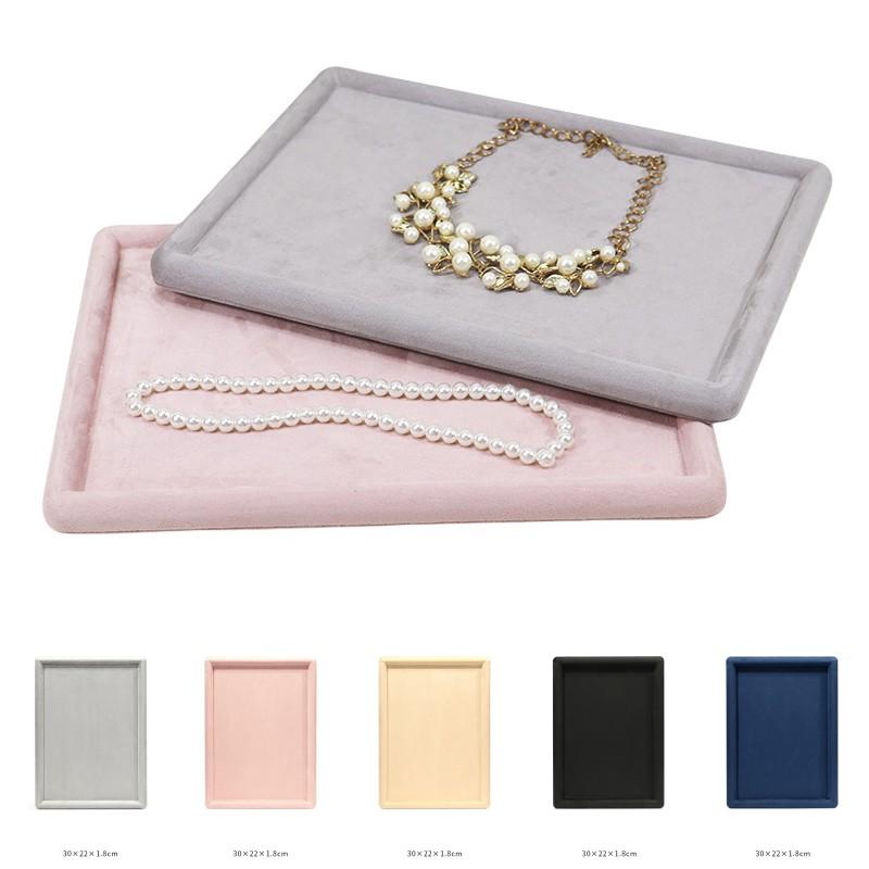 Fashion Jewelry Tray Show Stand Shop Organizer Velvet Solid Color Jewelry Display Tray Necklace Glasses Watch Display Props