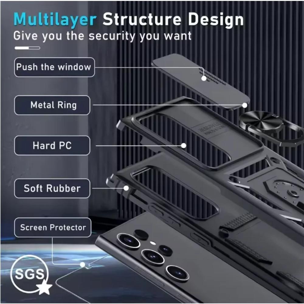 Pouzdro Pro Samsung Galaxy S25FE S25 Edge S24 S23 Ultra Plus FE A56 A36 A26 A17 A07 Kryt s ochranou posuvného fotoaparátu vojenské třídy
