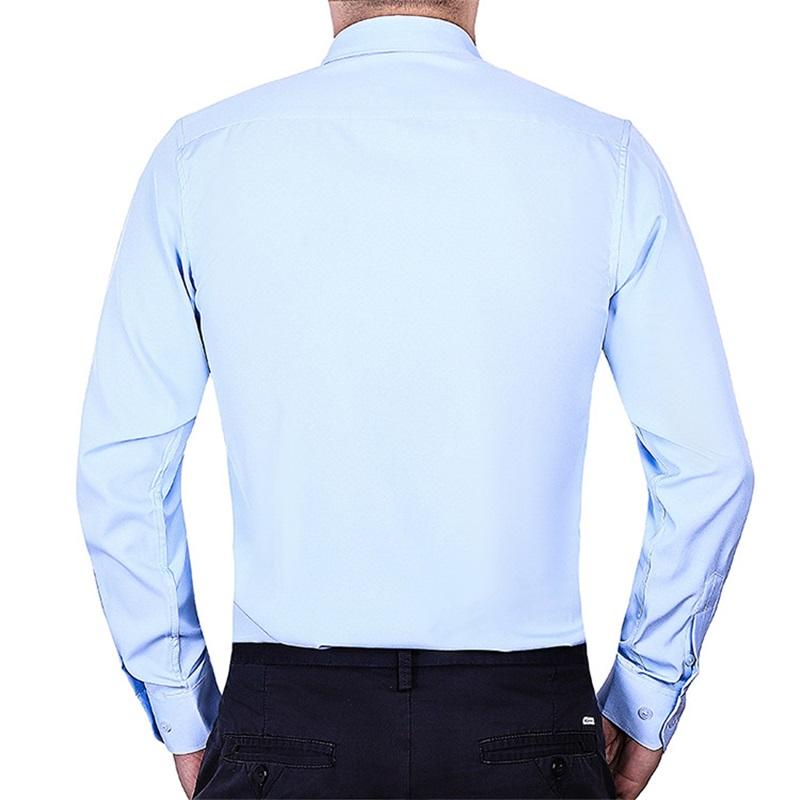 6XL 7XL Men's Classic Long Sleeve Formal Shirt Solid Color Business Office Fashion Black Blue White Dress Shirts Casual Work Top