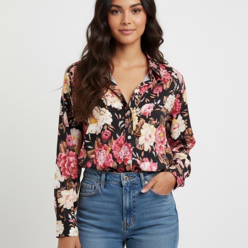 

2026 Korean Trendy Casual Long-Sleeve Loose Printed Shirt – Elegant & Versatile Extra Large