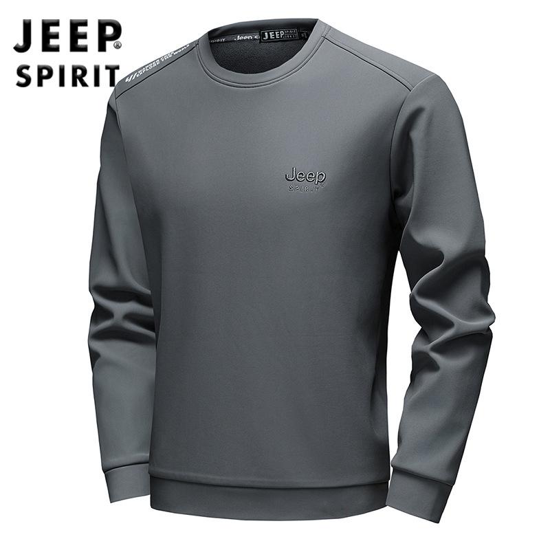 

Jeep Men s Casual Warm Half-Zip Hoodie: New Style Velvet, Loose Long-Sleeve Pullover T-Shirt (Model 3602) M сірий колір