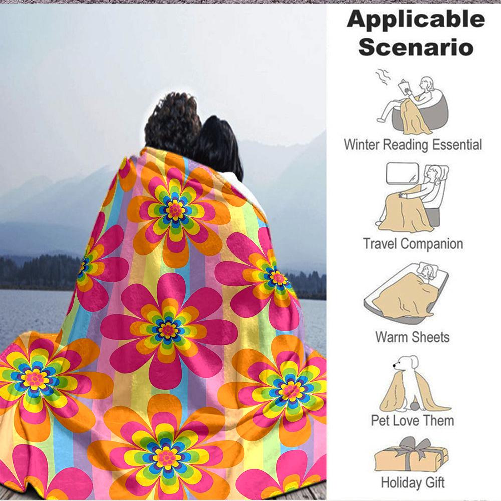 1pc Flower Pattern Blanket Warm, Cozy, And Soft, Suitable for Sofas, Beds, Cars, And Office Use.Perfect for Camping And Travel, Making It a Great Gift