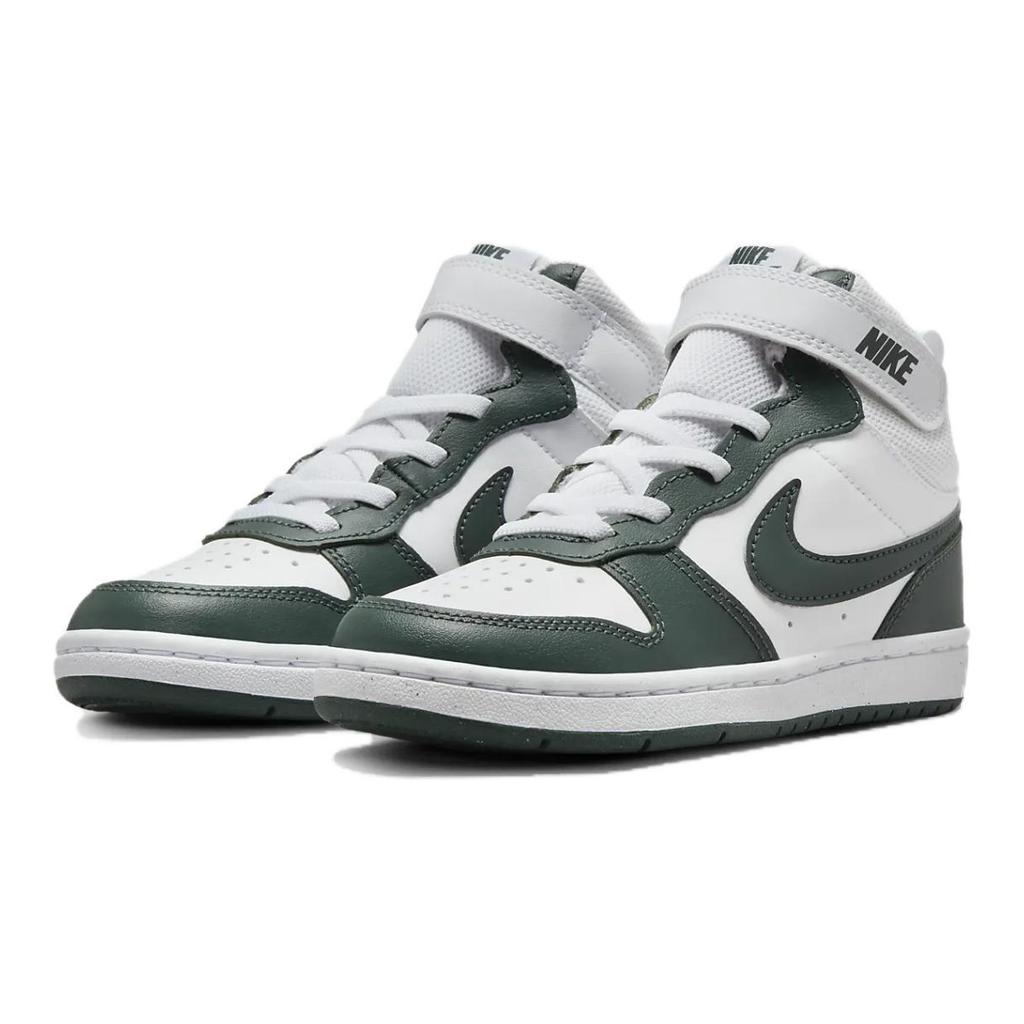 Nike Court Borough Mid 2 PreSchoolV 'Vintage Green' (Unisex) White / Oil Green / Vintage Green Kids' Skateboarding Shoes CD7783 119