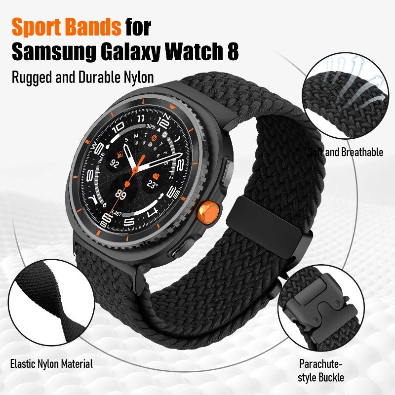 Nylon Braided Band for Samsung Galaxy Watch 8 40mm 44mm Elastic Sports Strap for Galaxy Watch 8 Classic 46mm Watch Accessories