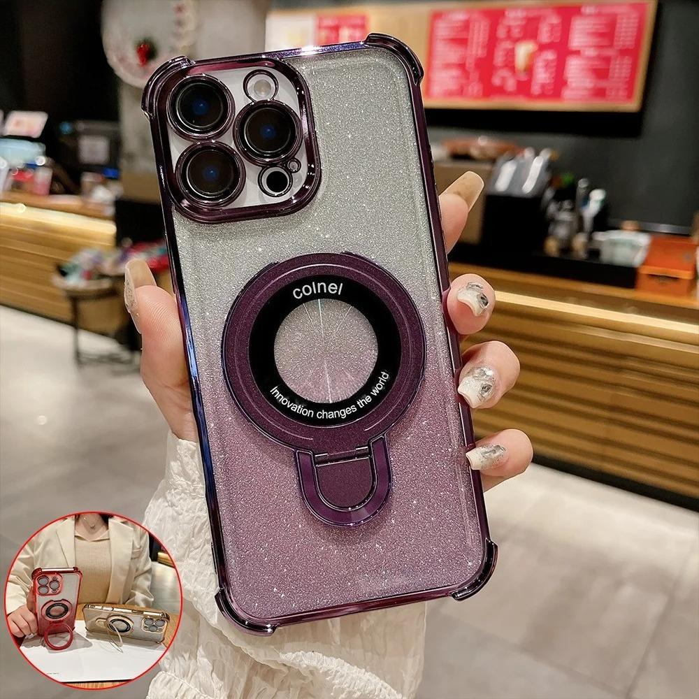 Luxury Magnetic Glitter Phone Case For Xiaomi 14T 13T 12T Pro 14 15 Ultra 11 Lite 5G NE 15 12S 12X Bracket Protective Cover