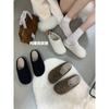 Mao Mao Slippers Women's Winter Mao Mao Slippers Flat-bottomed Comfortable Half Slippers Women Wear Fleece Shoes